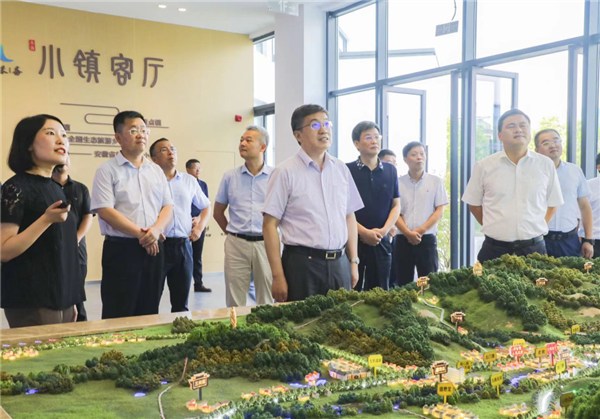 在青陽縣朱備鎮鄉村振興創業園,朱浩東認真聽取園區規劃建設,產業佈局